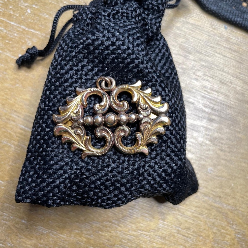 Antique Pocket Watch Fob Scroll Design Warm Rose Gold Tone
